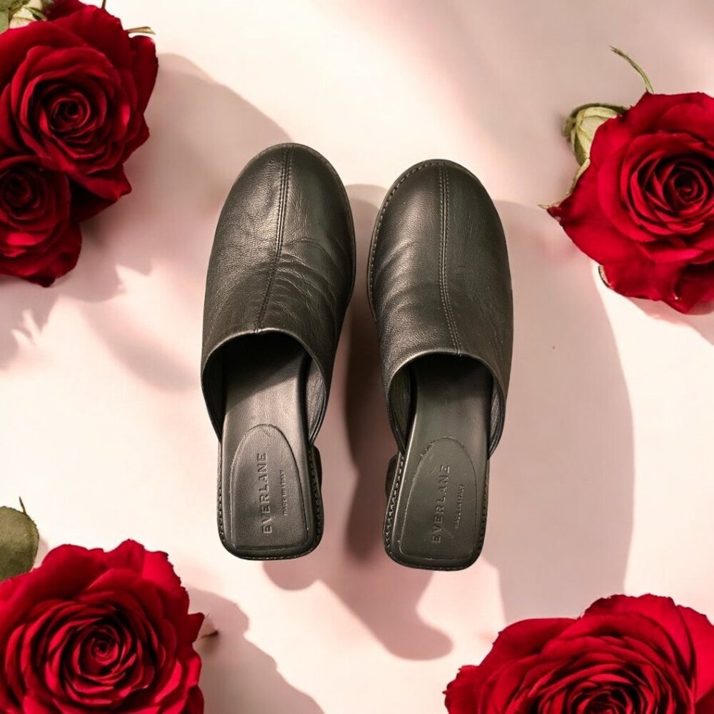 Everlane Made In Italy Comfy Black Leather Mules